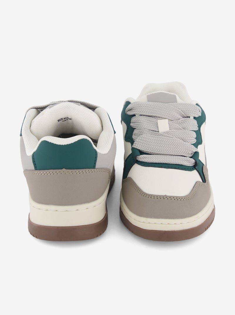 Lage sneakers van imitatieleer Grijs - Kiabi