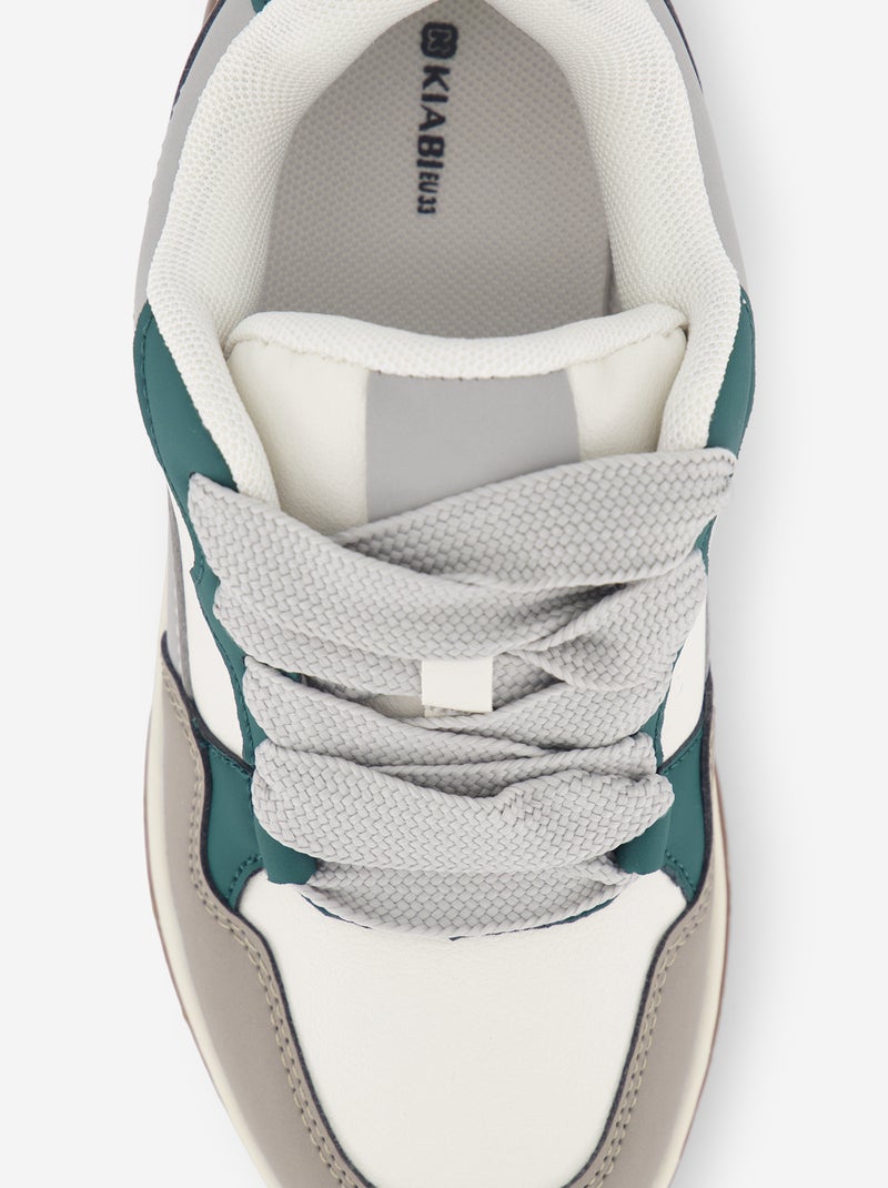 Lage sneakers van imitatieleer Grijs - Kiabi