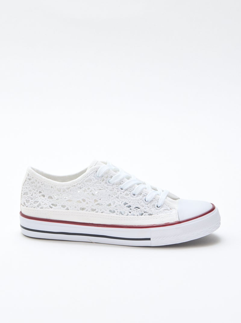 Lage sneakers van macramé Wit - Kiabi