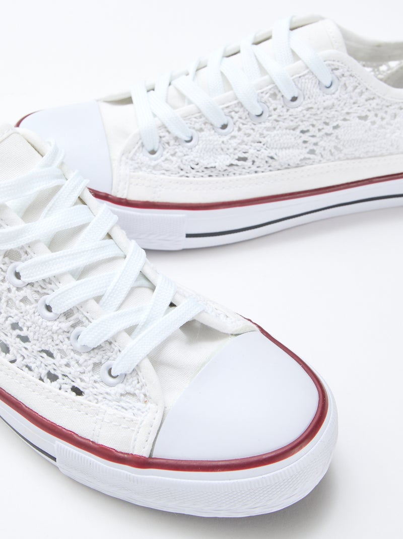 Lage sneakers van macramé Wit - Kiabi
