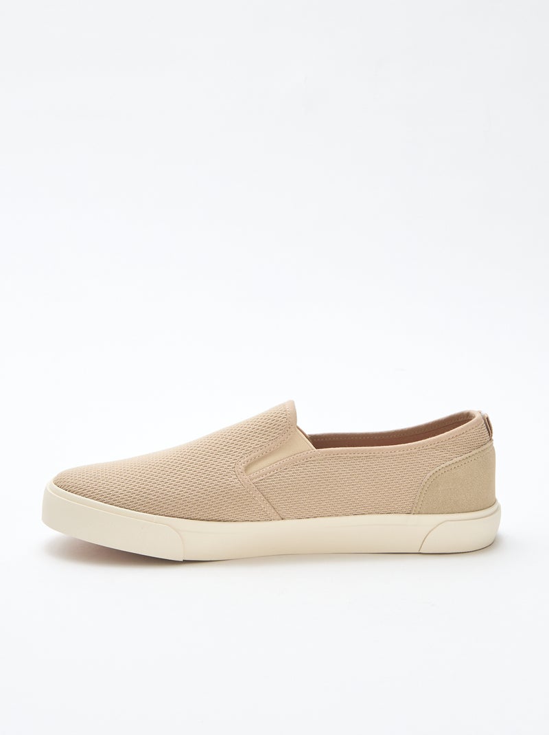 Lage sneakers van mesh | Slip-onmodel Biege - Kiabi