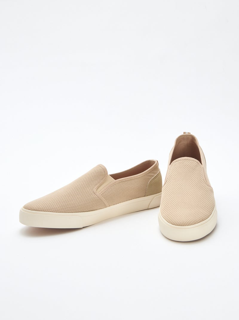 Lage sneakers van mesh | Slip-onmodel Biege - Kiabi