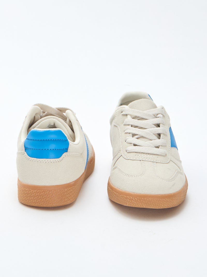 Lage sneakers van suède met contrasterend inzetstuk Blauw - Kiabi
