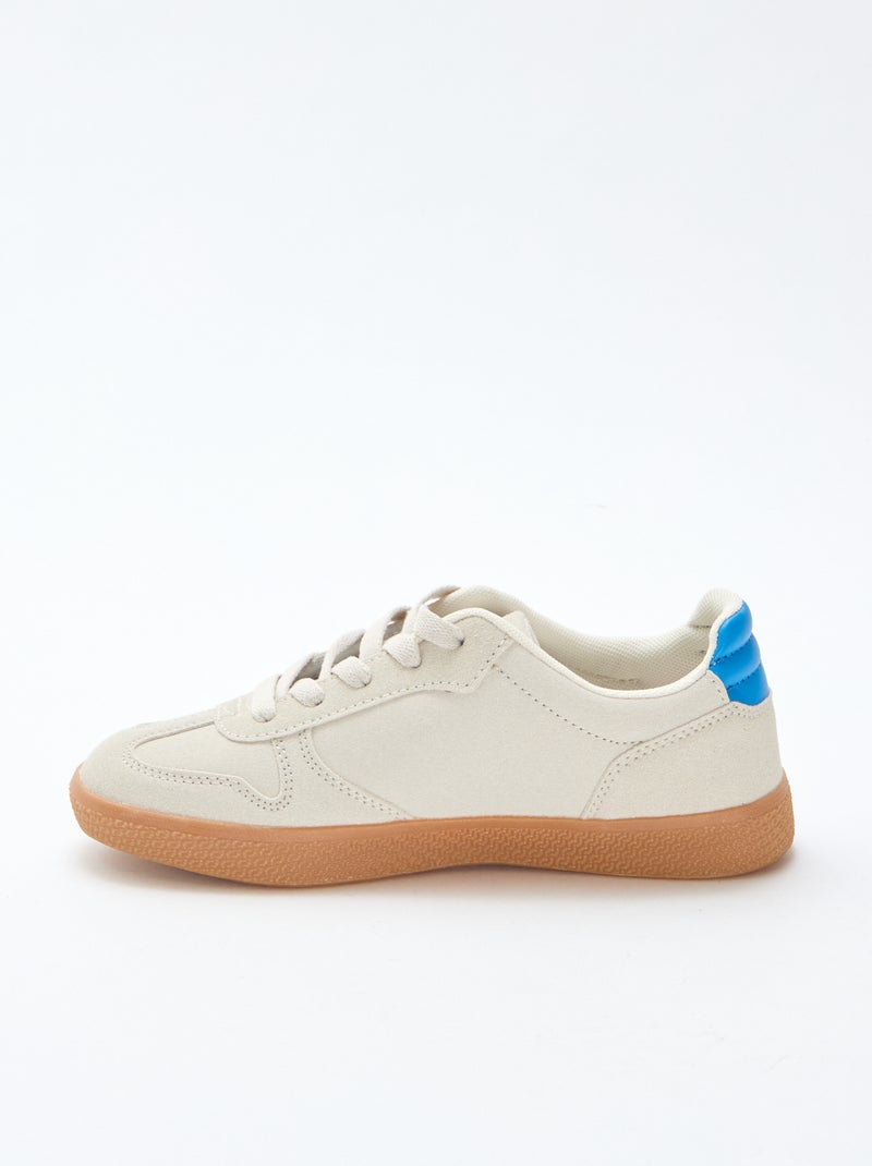 Lage sneakers van suède met contrasterend inzetstuk Blauw - Kiabi