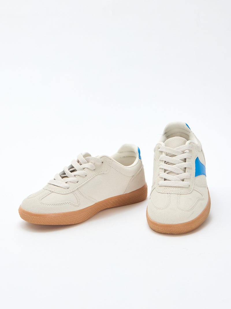 Lage sneakers van suède met contrasterend inzetstuk Blauw - Kiabi