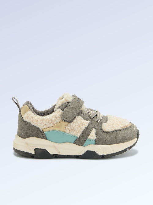 Lage sneakers van suèdelook en met schapenvachteffect - Kiabi