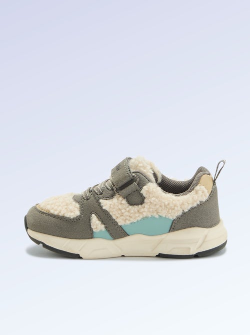 Lage sneakers van suèdelook en met schapenvachteffect - Kiabi