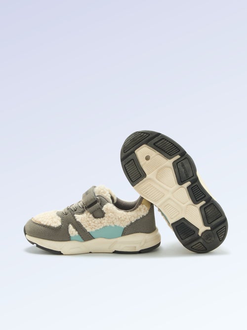 Lage sneakers van suèdelook en met schapenvachteffect - Kiabi