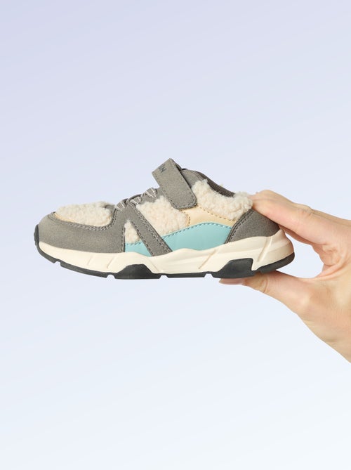 Lage sneakers van suèdelook en met schapenvachteffect - Kiabi