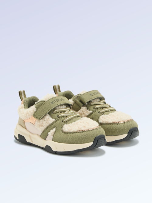 Lage sneakers van suèdelook en met schapenvachteffect - Kiabi