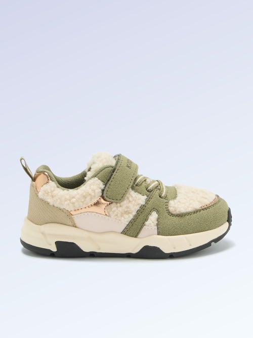 Lage sneakers van suèdelook en met schapenvachteffect - Kiabi