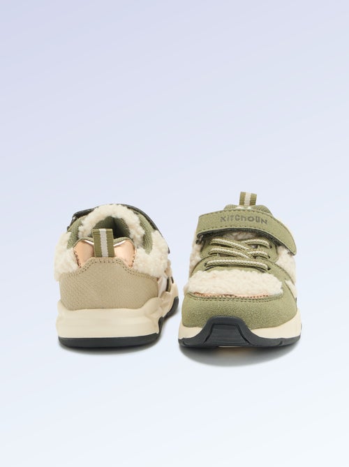 Lage sneakers van suèdelook en met schapenvachteffect - Kiabi