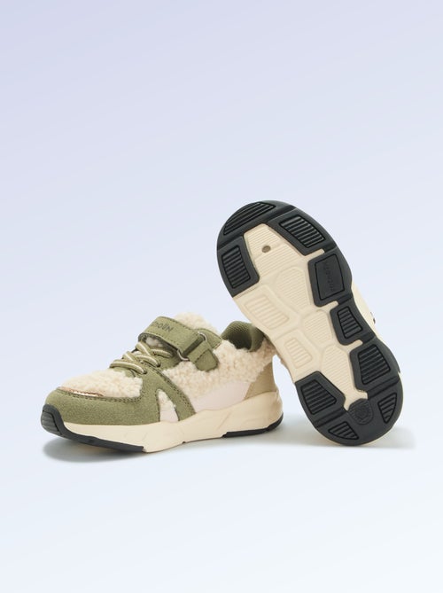Lage sneakers van suèdelook en met schapenvachteffect - Kiabi