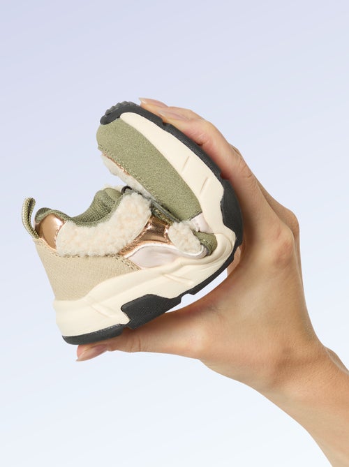 Lage sneakers van suèdelook en met schapenvachteffect - Kiabi