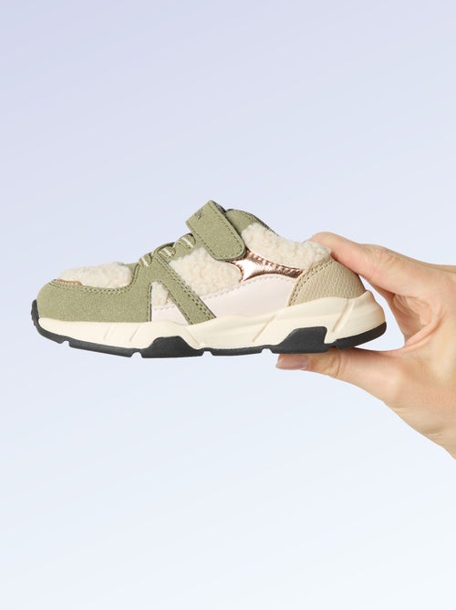 Lage sneakers van suèdelook en met schapenvachteffect - Kiabi