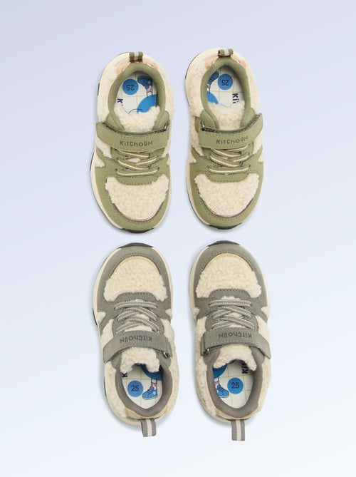 Lage sneakers van suèdelook en met schapenvachteffect - Kiabi