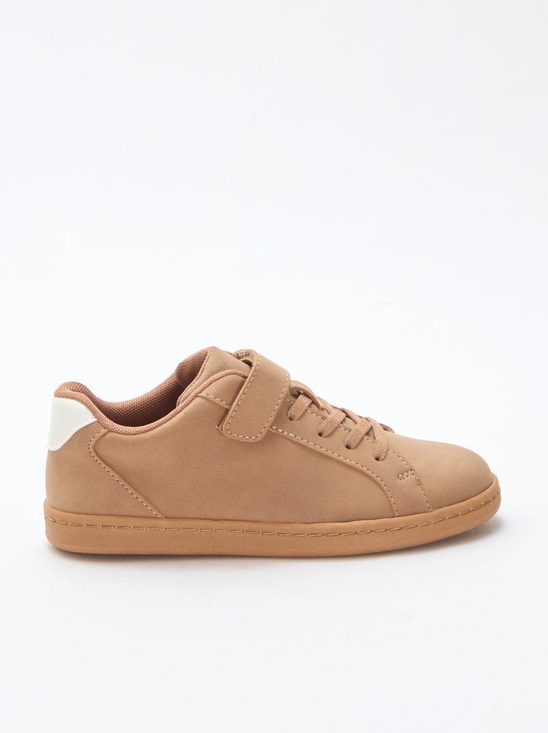 Lage sneakers van suèdine met klittenband Bruin - Kiabi