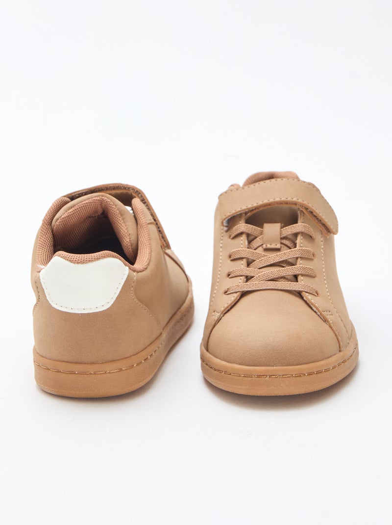 Lage sneakers van suèdine met klittenband Bruin - Kiabi