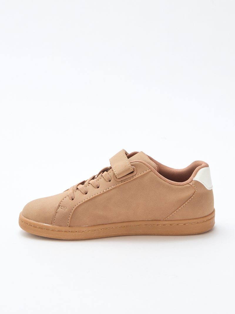 Lage sneakers van suèdine met klittenband Bruin - Kiabi