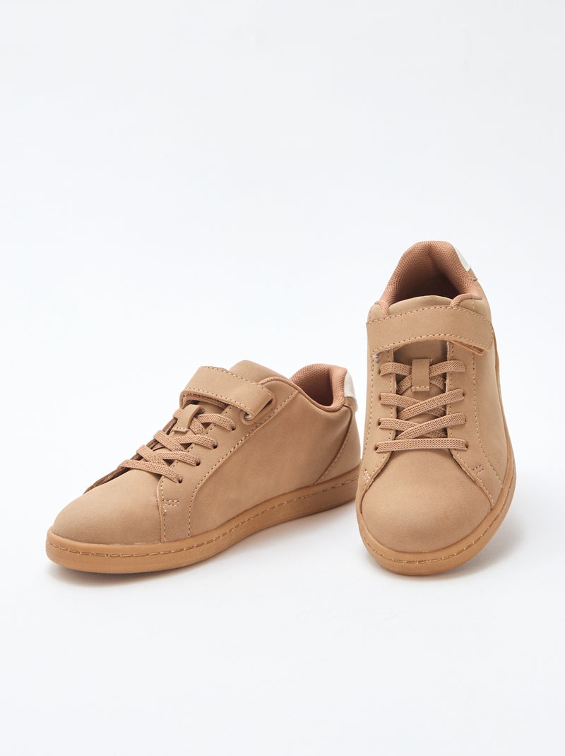 Lage sneakers van suèdine met klittenband Bruin - Kiabi