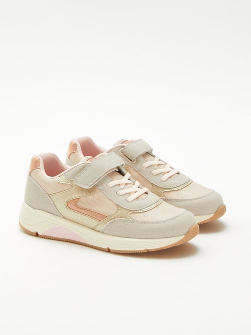 Lage sneakers van twee materialen - Kiabi