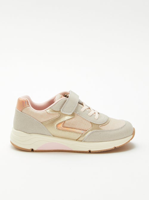 Lage sneakers van twee materialen - Kiabi