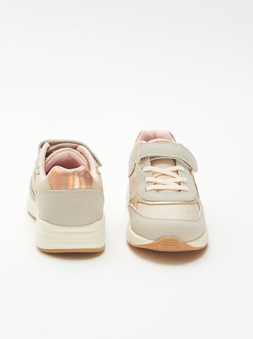 Lage sneakers van twee materialen - Kiabi