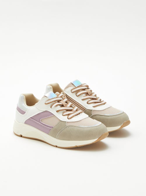 Lage sneakers van twee materialen - Kiabi