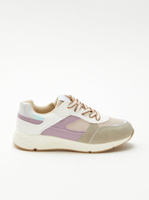 Lage sneakers van twee materialen - Kiabi