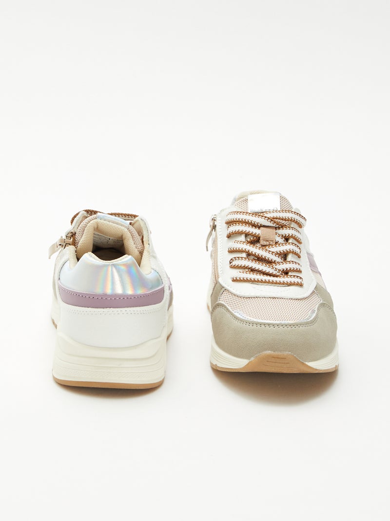 Lage sneakers van twee materialen Rose - Kiabi