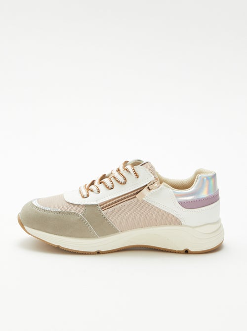 Lage sneakers van twee materialen - Kiabi