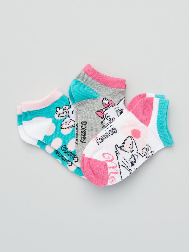 Lage sokken 'Marie' - Set van 3 roze / groen - Kiabi