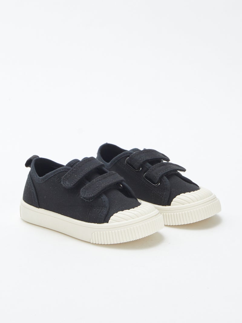 Lage, stoffen sneakers met klittenband ZWART - Kiabi