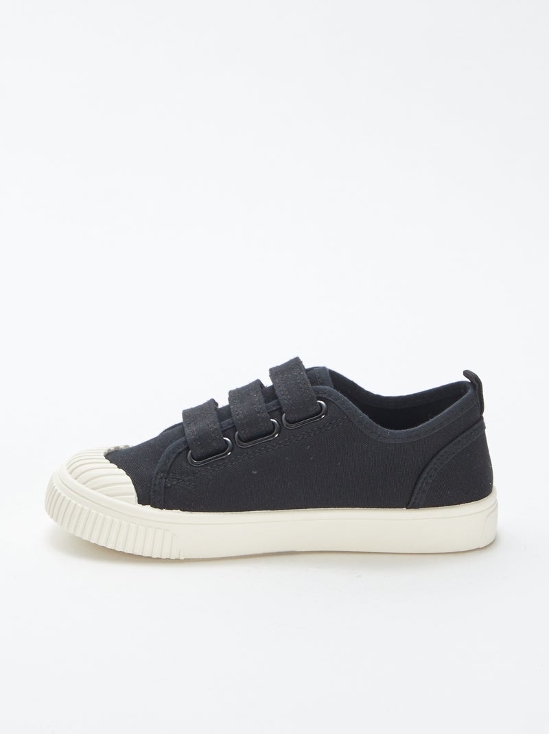 Lage, stoffen sneakers met klittenband ZWART - Kiabi