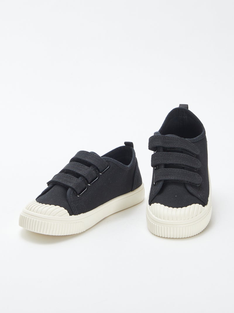 Lage, stoffen sneakers met klittenband ZWART - Kiabi