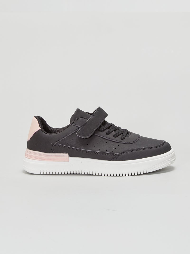 Lage tweekleurige sneakers met profielzool zwart - Kiabi
