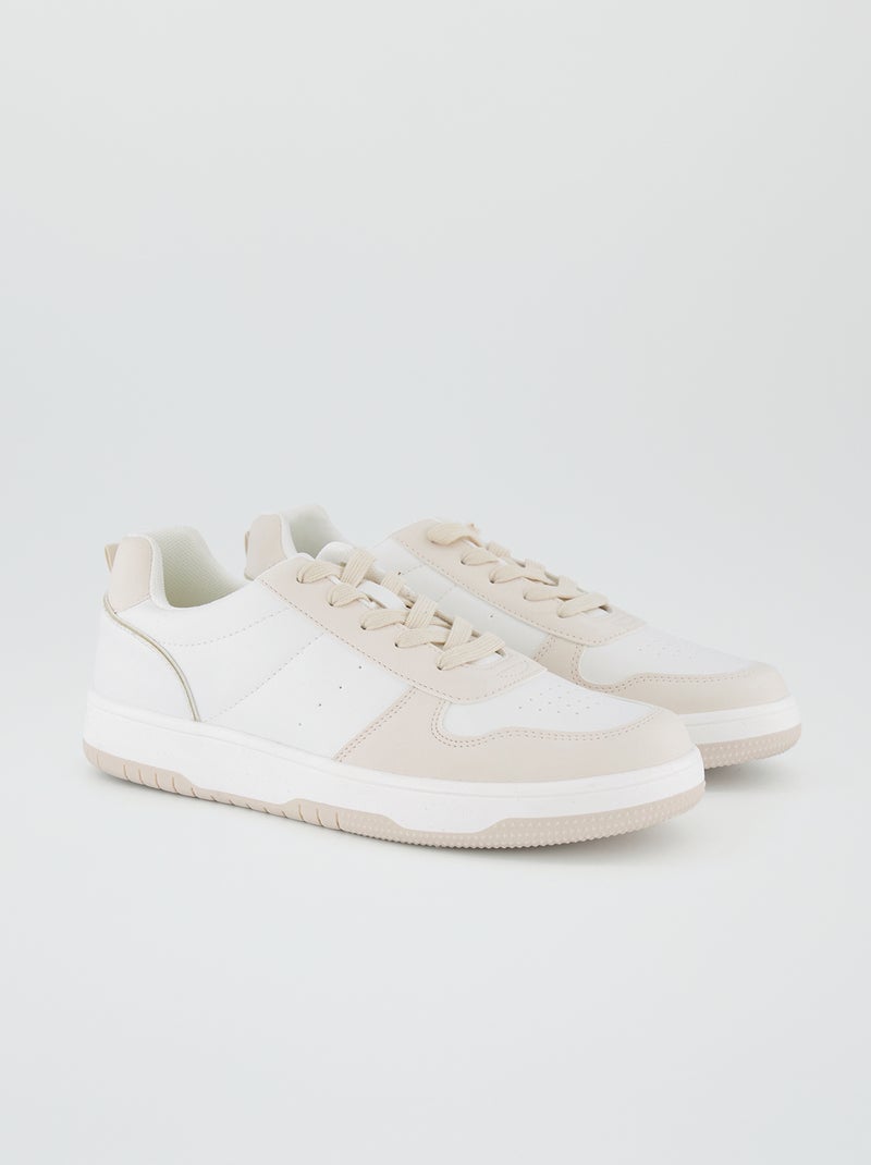 Lage tweekleurige sneakers wit - Kiabi