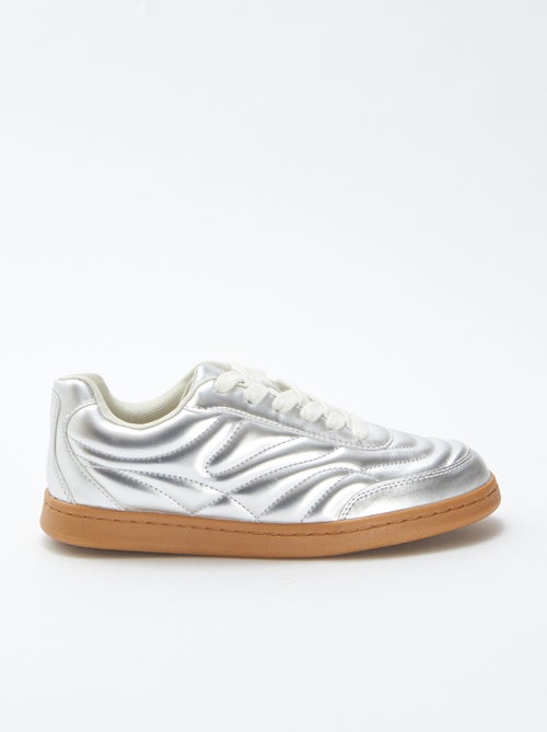 Lage zilverkleurige sneakers met textuur - Kiabi