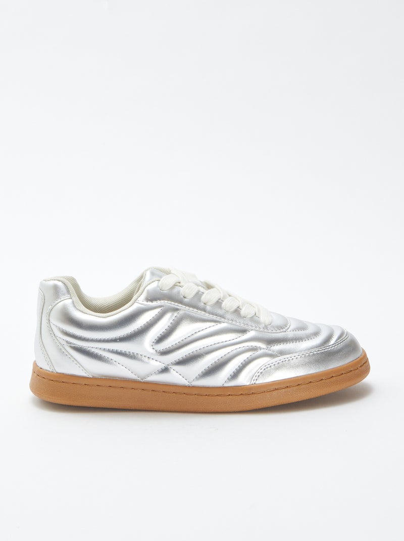 Lage zilverkleurige sneakers met textuur GRIJS - Kiabi