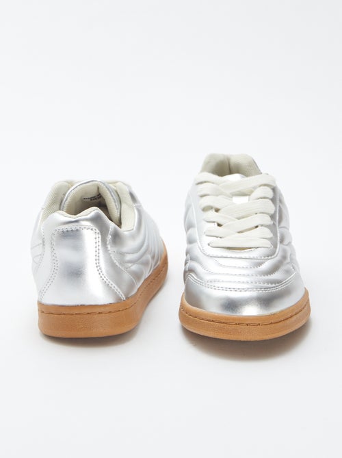 Lage zilverkleurige sneakers met textuur - Kiabi