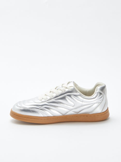 Lage zilverkleurige sneakers met textuur - Kiabi