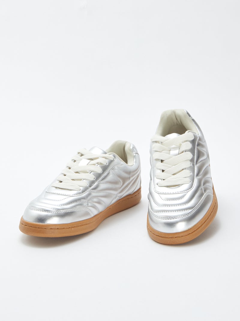 Lage zilverkleurige sneakers met textuur GRIJS - Kiabi