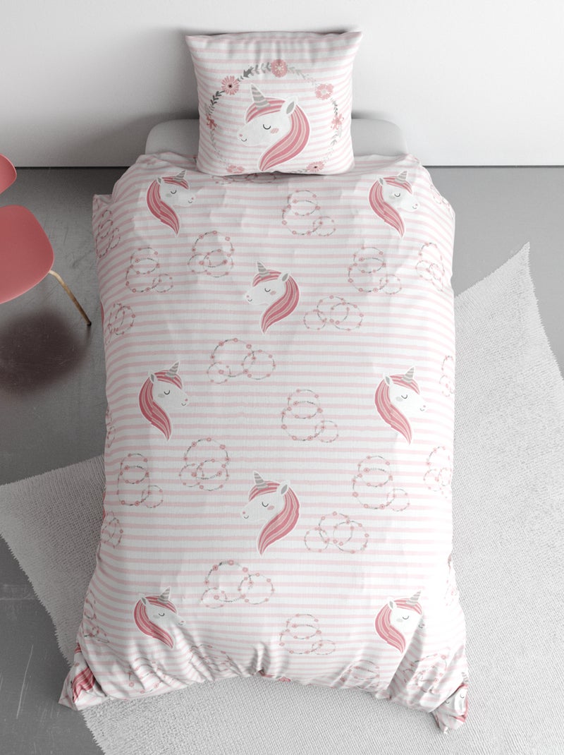 Lakenset met eenhoornprint - 1-persoonsbed WIT - Kiabi