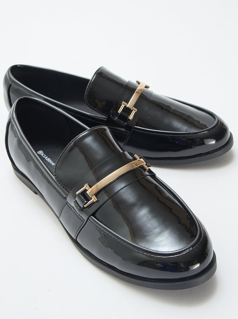 Lakmocassins met goudkleurige fantasiejuwelen Zwart - Kiabi