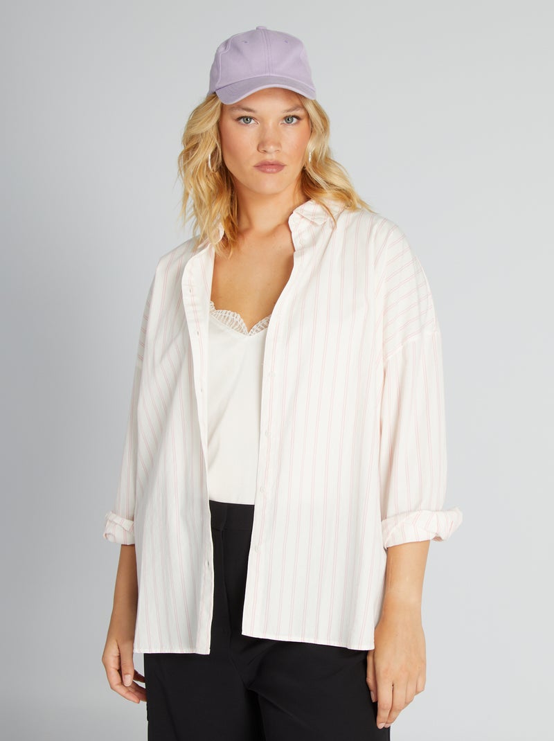Lang blouse met Italiaanse kraag ROSE - Kiabi