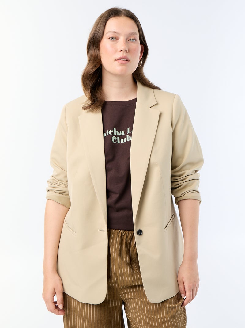 Lang colbertjasje Biege - Kiabi