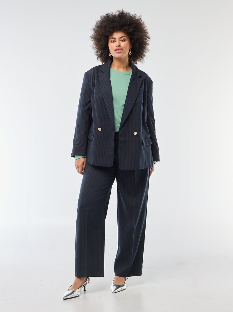 Lang colbertjasje met dubbele knopenrij Blauw - Kiabi