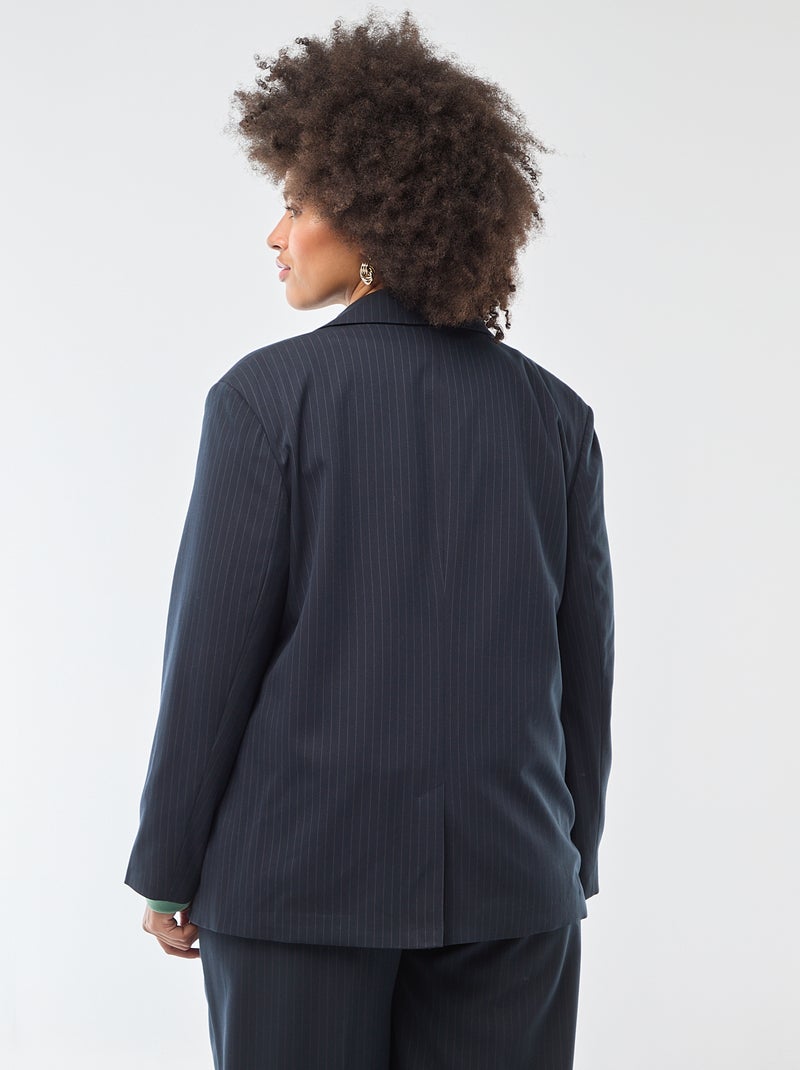 Lang colbertjasje met dubbele knopenrij Blauw - Kiabi