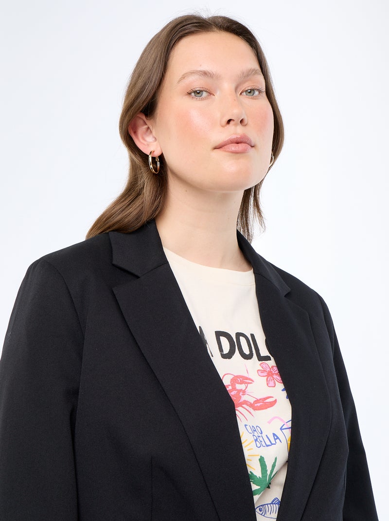 Lang colbertjasje Zwart - Kiabi