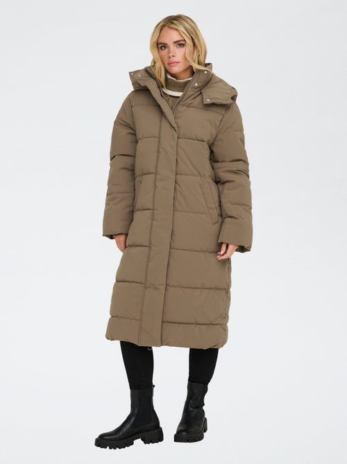 Lang doorgestikt donsjack met capuchon 'JDY' - Kiabi